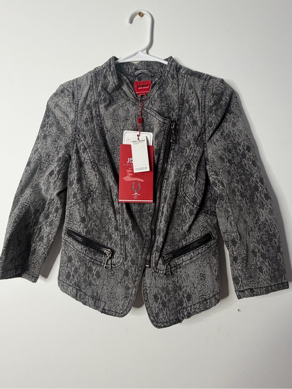 Jean Paul Gaultier Gray Patterned Leather Jacket